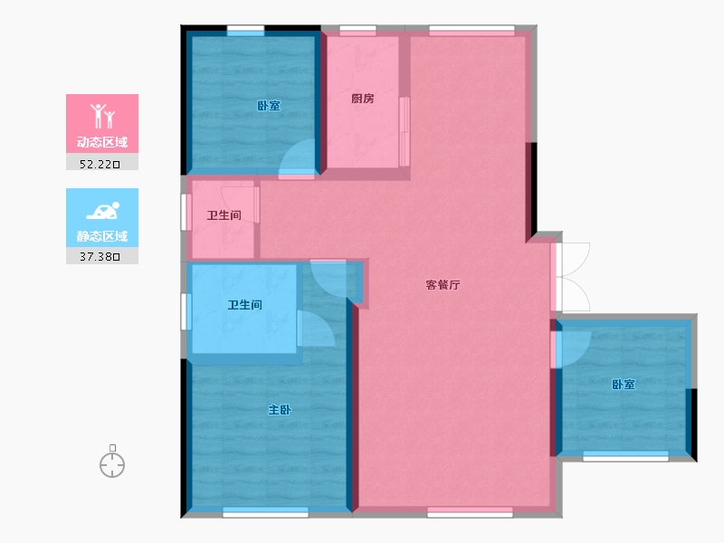 内蒙古自治区-巴彦淖尔市-山河墅-111.97-户型库-动静分区