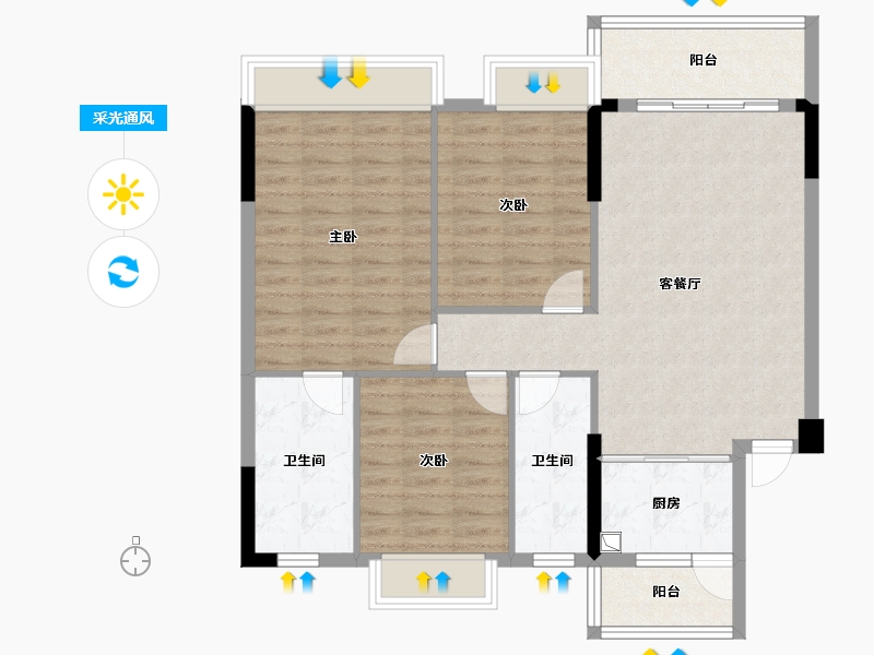 广西壮族自治区-防城港市-华夏丽景湾-97.00-户型库-采光通风