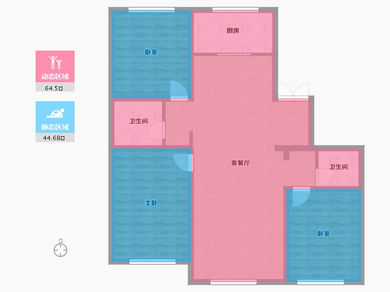 内蒙古自治区-通辽市-华宸尚品-104.80-户型库-动静分区