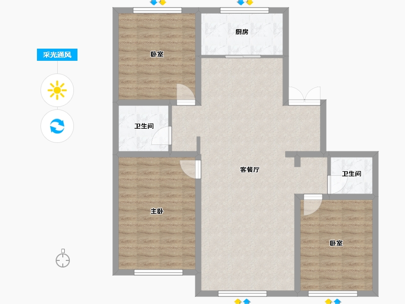 内蒙古自治区-通辽市-华宸尚品-104.80-户型库-采光通风