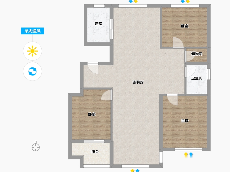 安徽省-宿州市-国建京茂府1期-98.00-户型库-采光通风