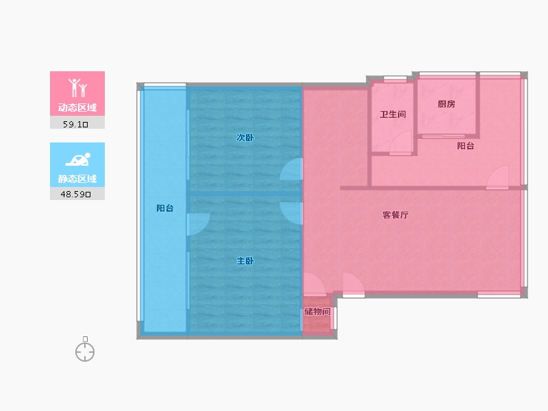 海南省-海口市-玉河公寓-85.90-户型库-动静分区