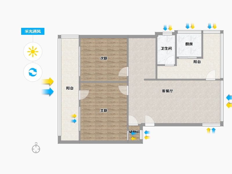 海南省-海口市-玉河公寓-85.90-户型库-采光通风