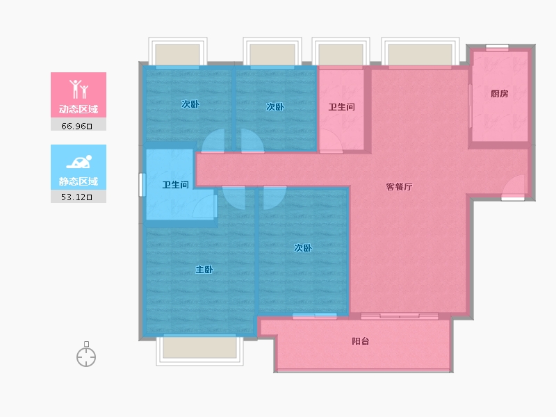 广东省-佛山市-保利碧桂园天盈公馆-114.07-户型库-动静分区