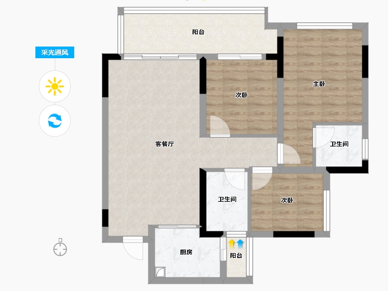 四川省-遂宁市-君豪东湖雅筑-94.00-户型库-采光通风