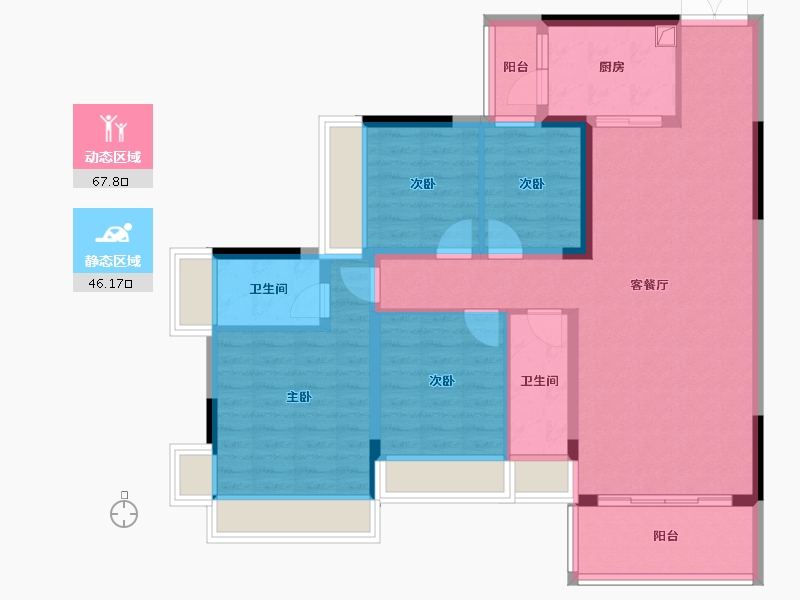 广东省-梅州市-芹洋花园-96.00-户型库-动静分区