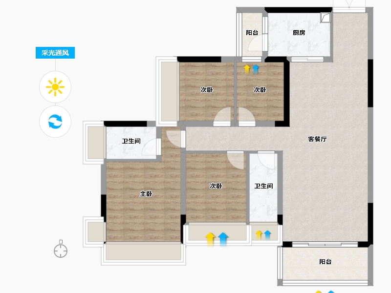 广东省-梅州市-芹洋花园-96.00-户型库-采光通风