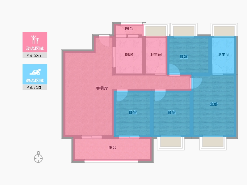 云南省-昭通市-乌蒙水乡二期-127.00-户型库-动静分区