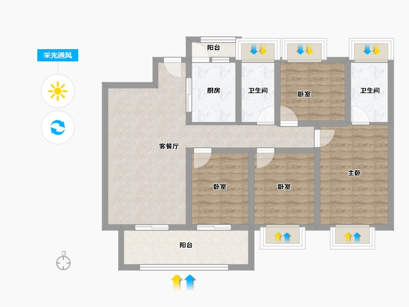 云南省-昭通市-乌蒙水乡二期-127.00-户型库-采光通风