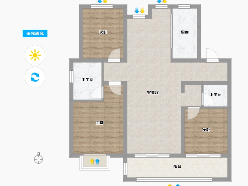 河北省-保定市-杨村安置房-104.00-户型库-采光通风