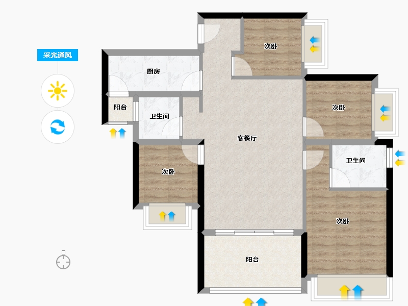 广东省-深圳市-独树阳光里-95.00-户型库-采光通风