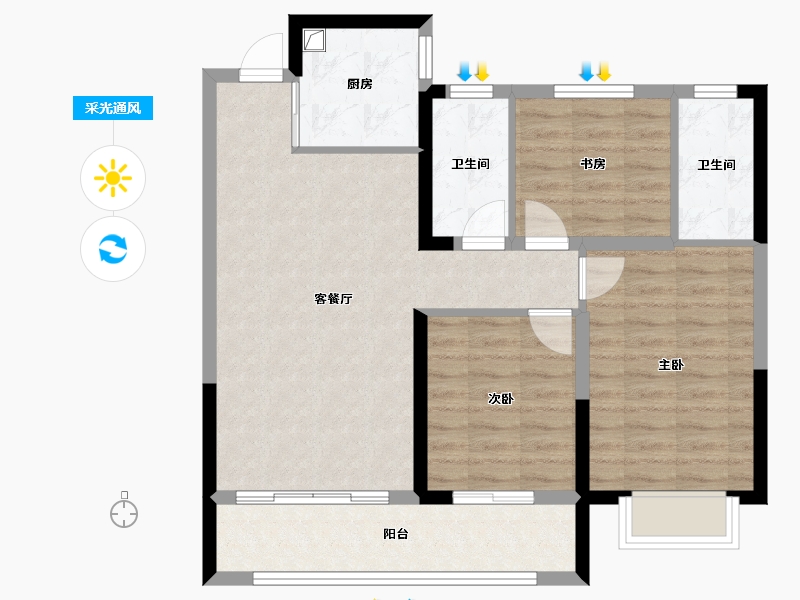 河北省-石家庄市-交投高新苑-89.00-户型库-采光通风