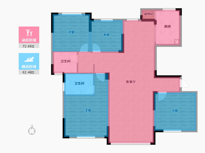 内蒙古自治区-包头市-康乐小区-130.40-户型库-动静分区