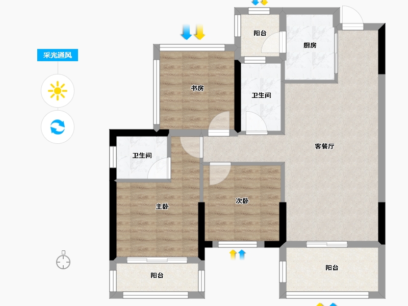 广西壮族自治区-南宁市-南宁安吉麒麟尊府-75.42-户型库-采光通风