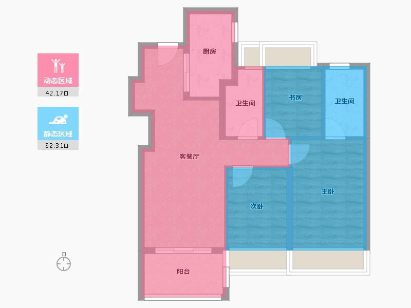 上海-上海市-招商时代乐章-77.60-户型库-动静分区