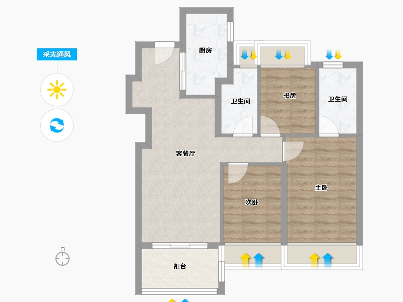 上海-上海市-招商时代乐章-77.60-户型库-采光通风