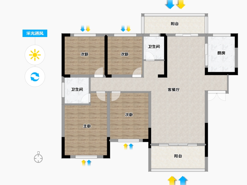 湖南省-怀化市-大美华园-140.00-户型库-采光通风