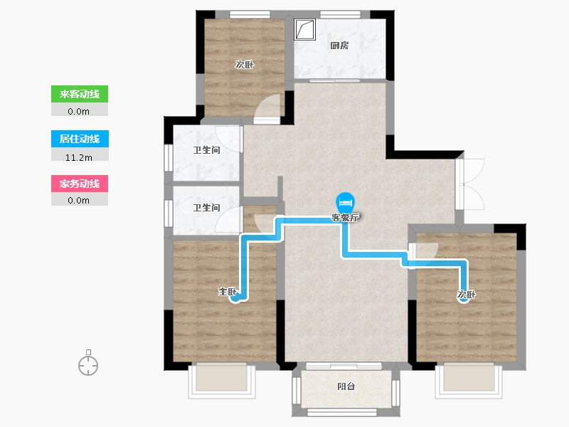 内蒙古自治区-鄂尔多斯市-兴泰揽胜苑北区-92.80-户型库-动静线