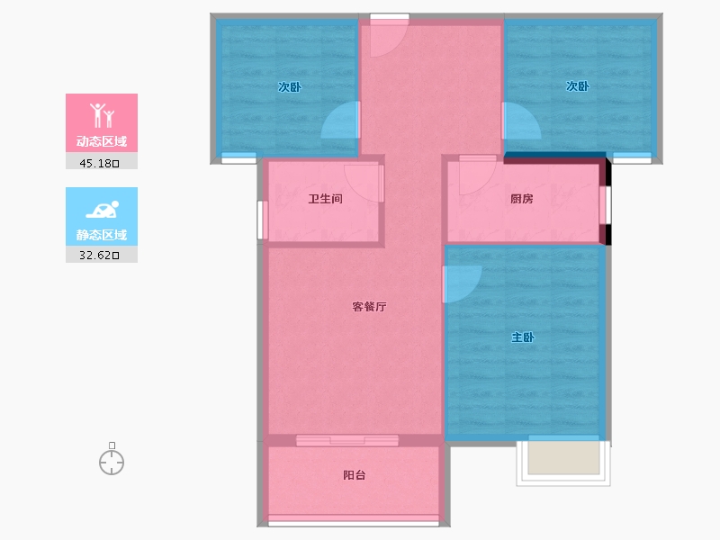 福建省-三明市-金洲公寓-70.22-户型库-动静分区