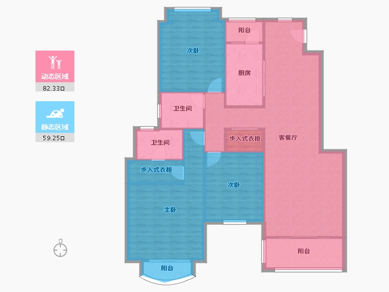 辽宁省-大连市-邻海园-135.00-户型库-动静分区