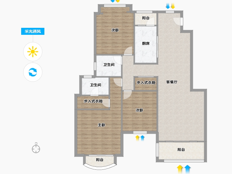 辽宁省-大连市-邻海园-135.00-户型库-采光通风