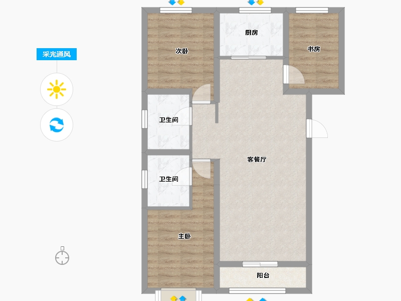 山西省-太原市-山西路桥龙锦花园东区-93.02-户型库-采光通风