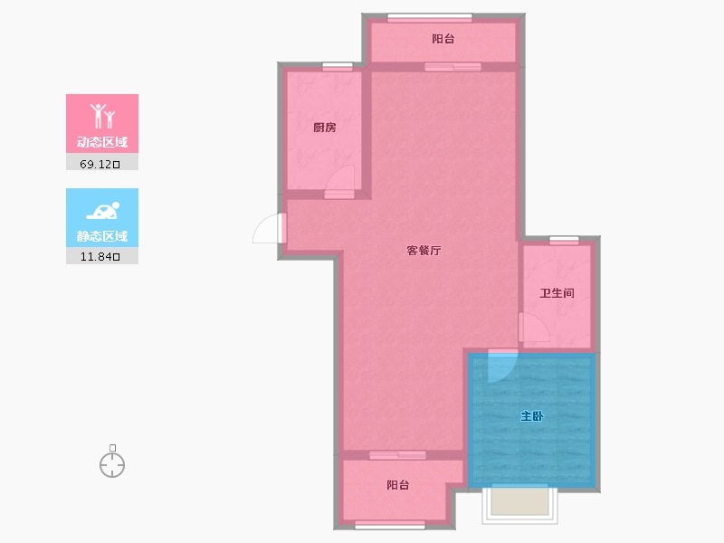 湖北省-武汉市-沌口馨苑-72.00-户型库-动静分区