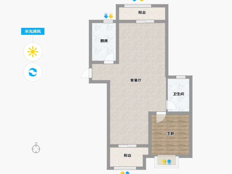 湖北省-武汉市-沌口馨苑-72.00-户型库-采光通风