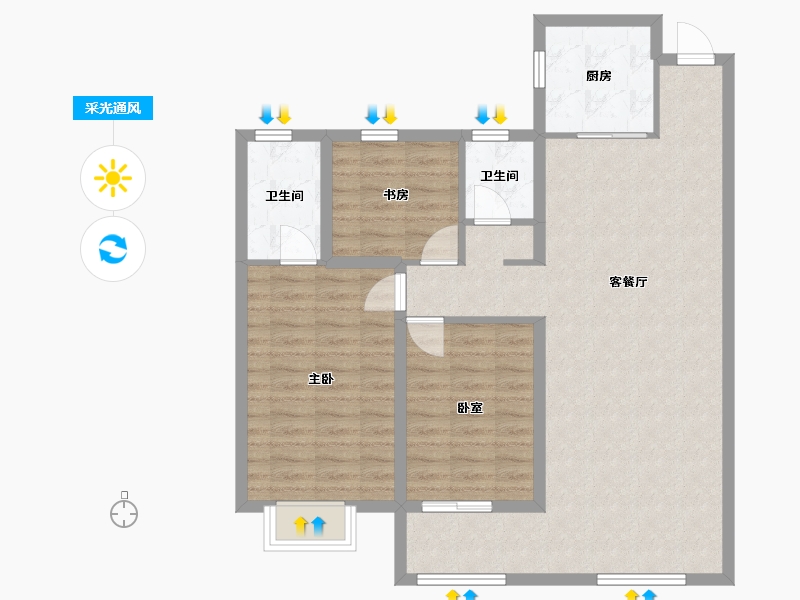 河北省-邢台市-公元迎宾府-93.58-户型库-采光通风