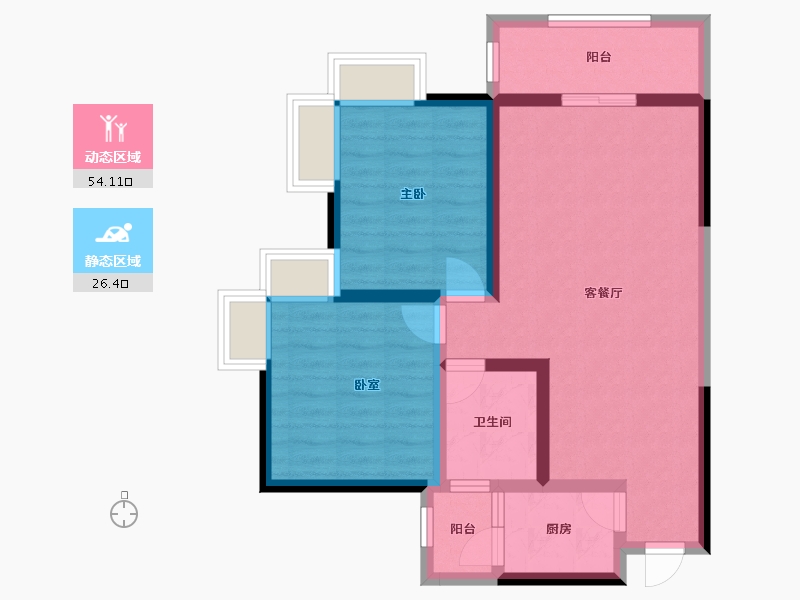 四川省-成都市-中海兰庭-71.52-户型库-动静分区