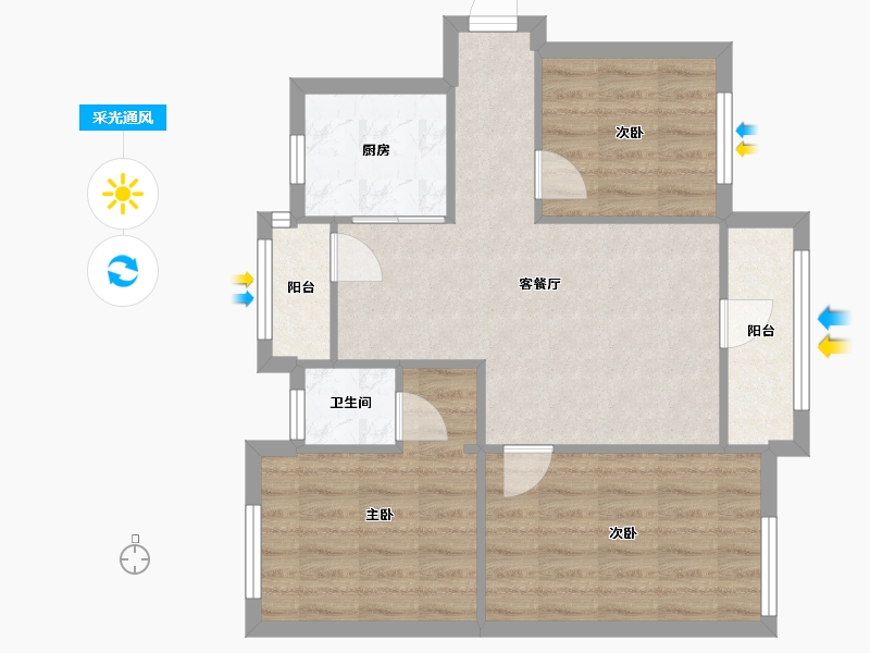 广东省-肇庆市-鼎湖融创-75.20-户型库-采光通风