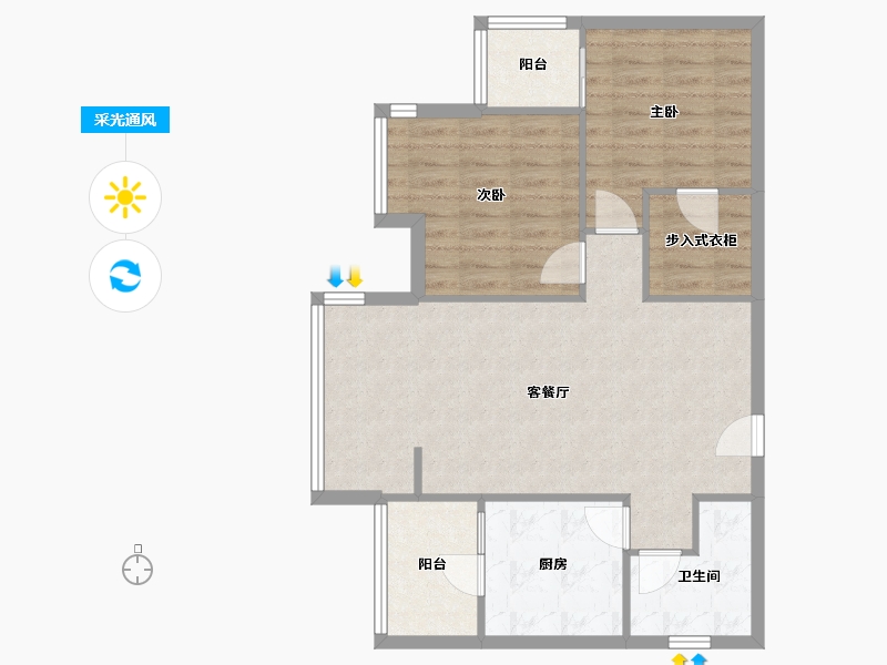 四川省-成都市-银泰香樟林-75.00-户型库-采光通风