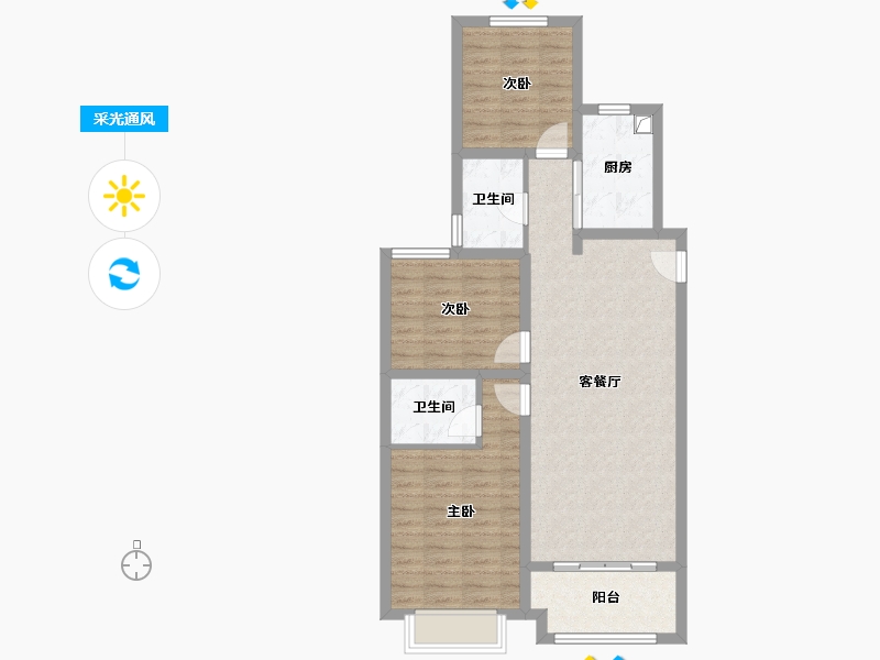 河南省-郑州市-庙李家园-96.00-户型库-采光通风