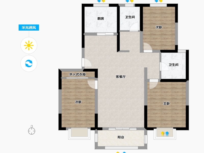 上海-上海市-美罗家园罗贤苑社区-104.76-户型库-采光通风