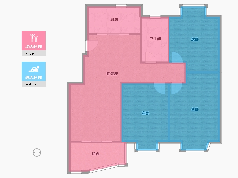 江苏省-南京市-彩虹雅苑-87.20-户型库-动静分区