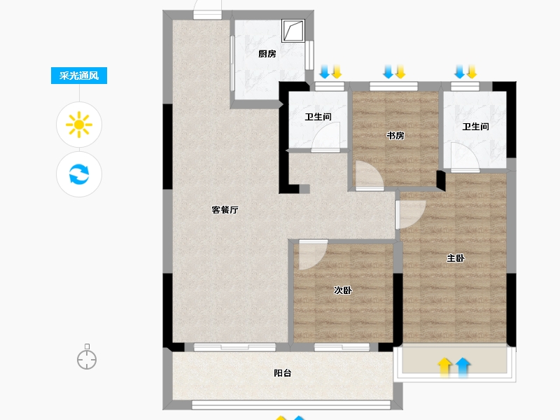 浙江省-湖州市-新开珑樾湾-75.27-户型库-采光通风