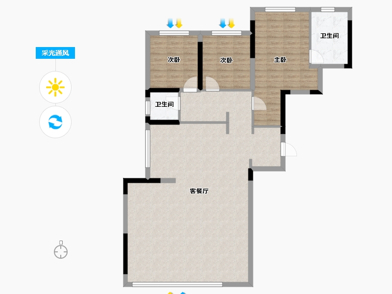 贵州省-贵阳市-学府江来-114.89-户型库-采光通风