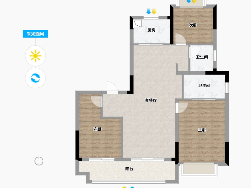 湖北省-武汉市-武昌首府-94.40-户型库-采光通风