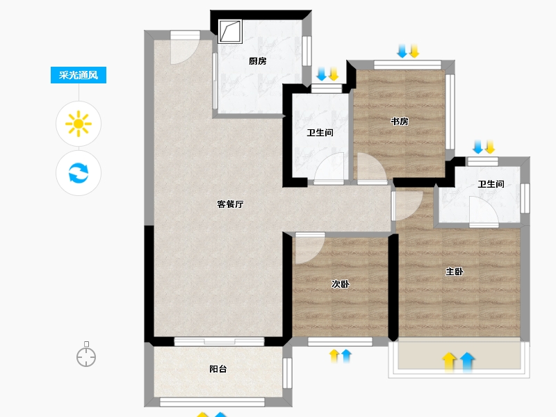 广东省-深圳市-珑门壹品-67.20-户型库-采光通风