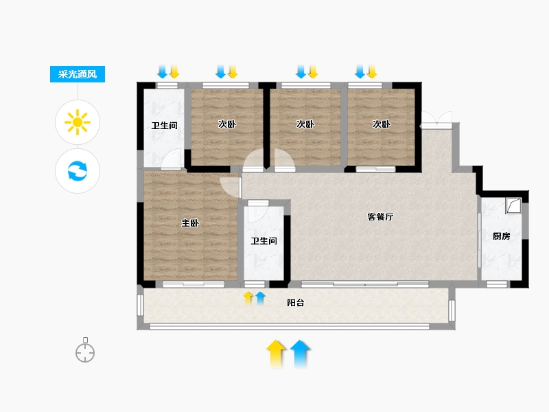 四川省-成都市-天府西湖云著-104.91-户型库-采光通风