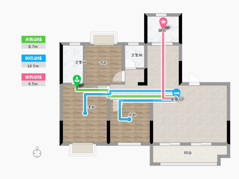 江苏省-泰州市-琴韵府-99.20-户型库-动静线