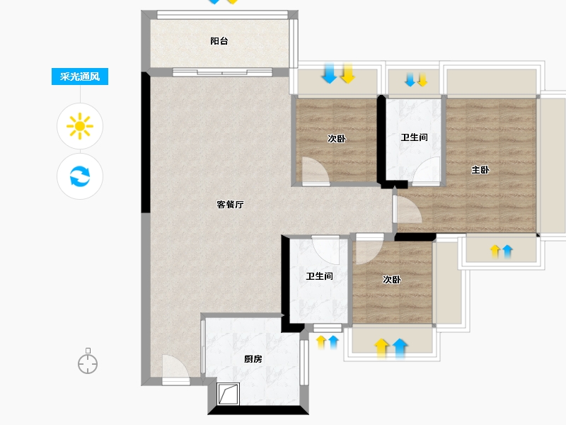 广东省-深圳市-珑门壹品-79.20-户型库-采光通风