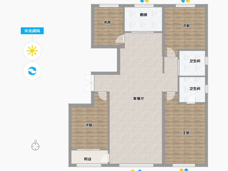 山东省-淄博市-晟辉泰泰和府-133.60-户型库-采光通风