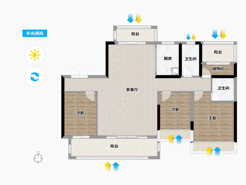 湖南省-娄底市-顺新一品-119.71-户型库-采光通风