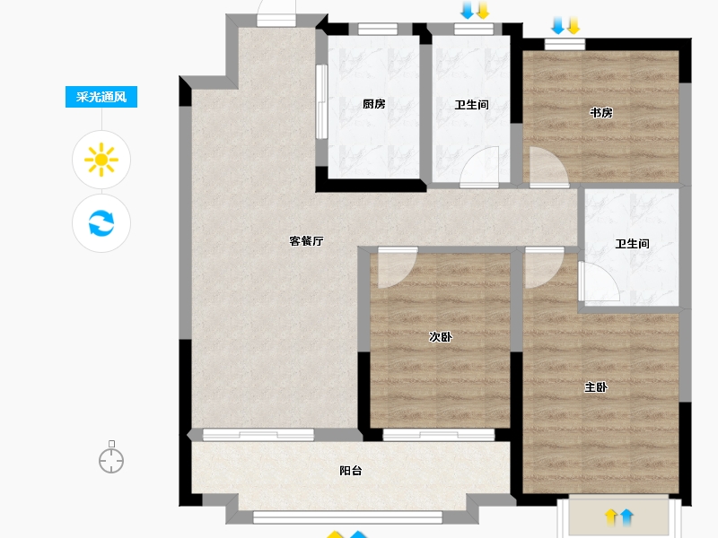 山东省-青岛市-海信·墨香居-84.10-户型库-采光通风