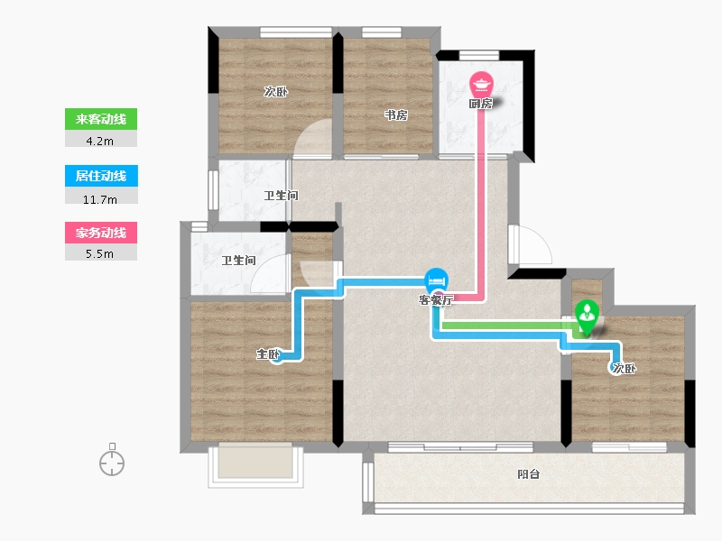 浙江省-金华市-美的龙湖 君兰天玺-89.00-户型库-动静线