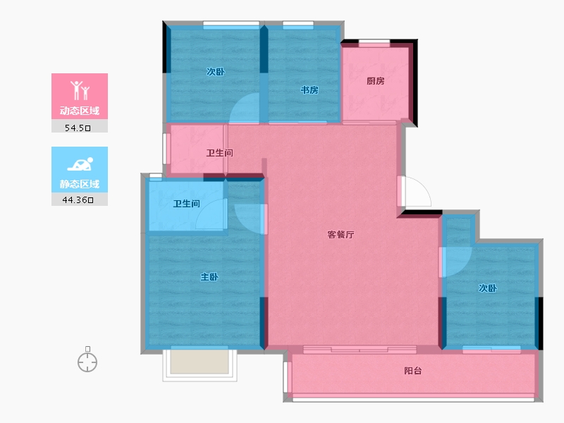 浙江省-金华市-美的龙湖 君兰天玺-89.00-户型库-动静分区