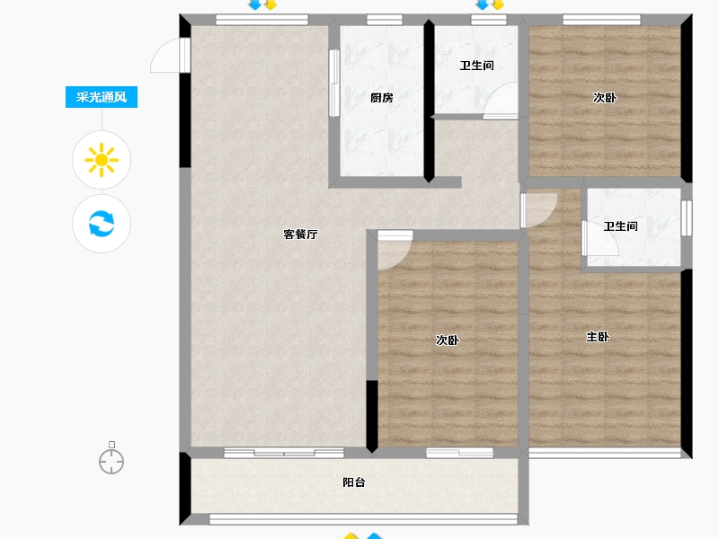 安徽省-安庆市-城东安置房一期项目部-120.00-户型库-采光通风