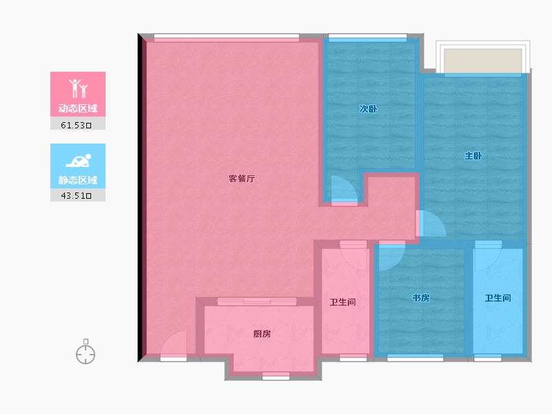 辽宁省-大连市-华润置地瑞府-108.00-户型库-动静分区