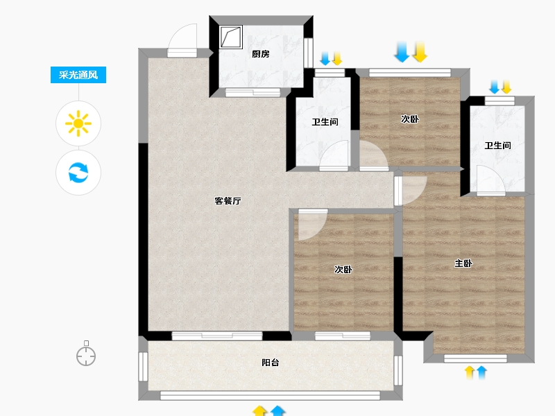 湖南省-益阳市-青春里麒麟汇-100.00-户型库-采光通风